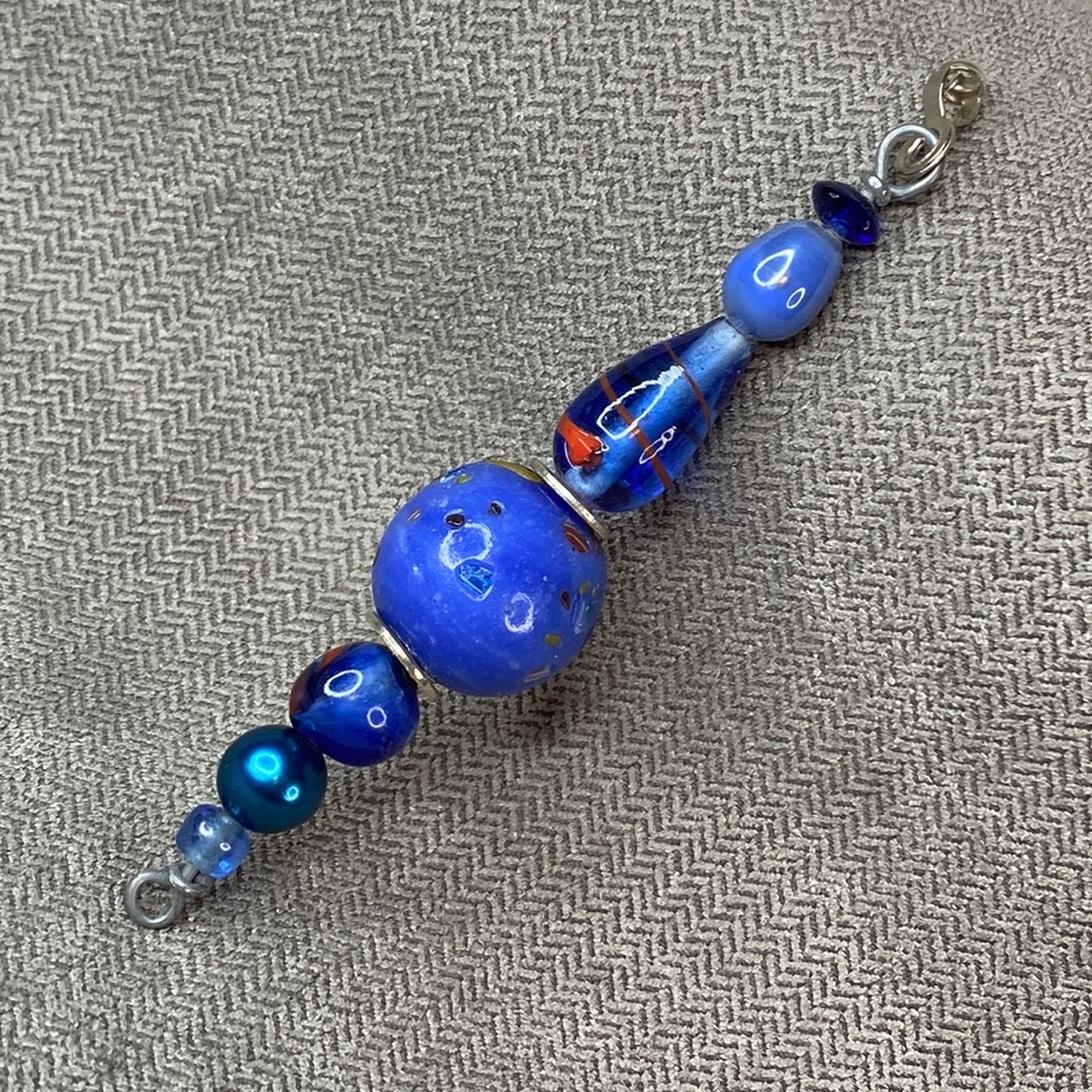 Ceiling fan light pull One of a kind handmade blue